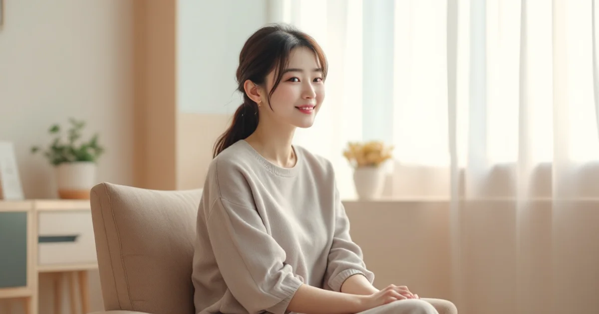 婦人科クリニックの診察室で問診を受ける日本人女性。クラミジア検査・相談のイメージ