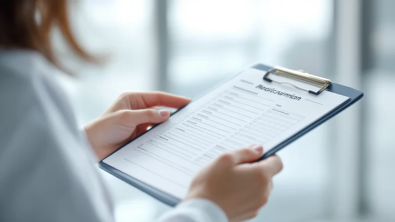 産婦人科の問診票に記入する日本人女性の手元。性感染症検査を受ける前のシーン