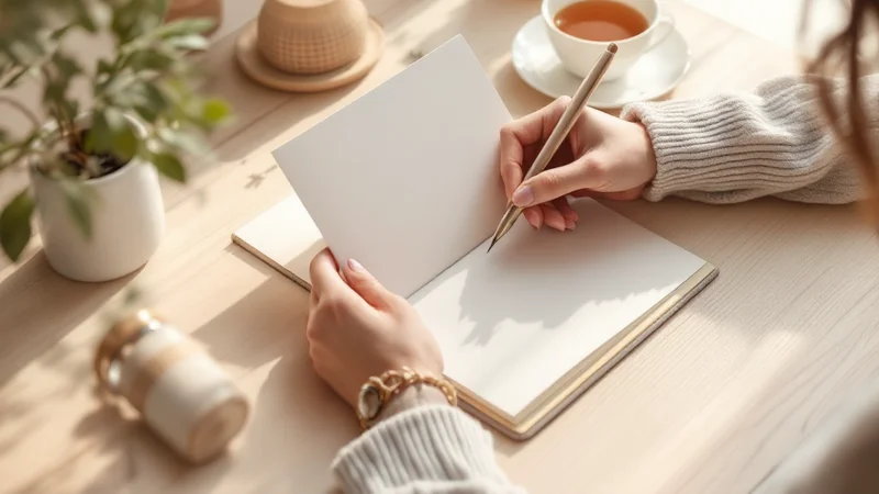 手帳に生理周期と体調の記録を書き込んでいる女性の手元