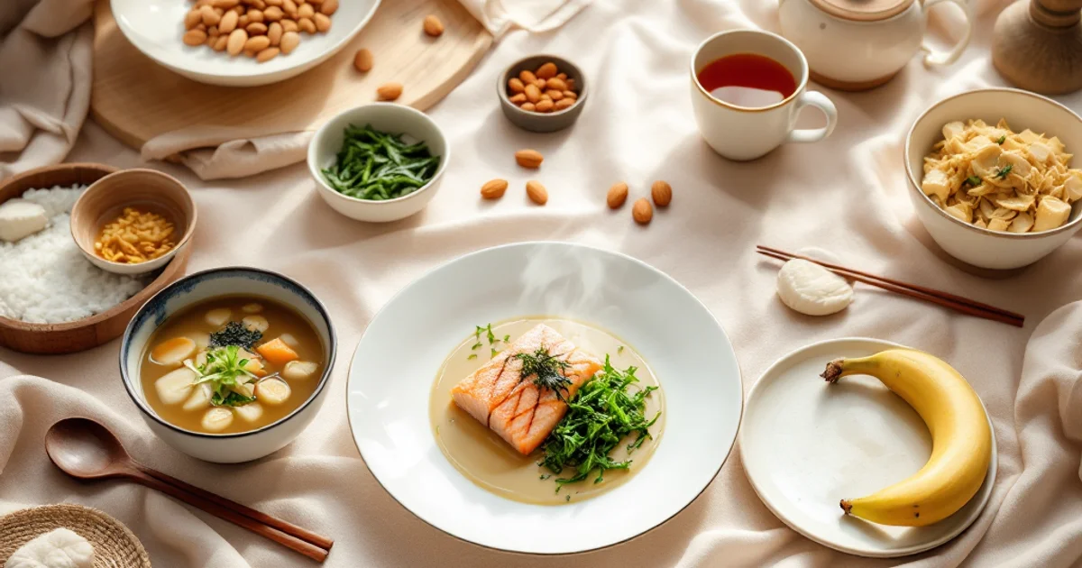 生理中の体をいたわる、鉄分やたんぱく質を含むあたたかい和食の食卓