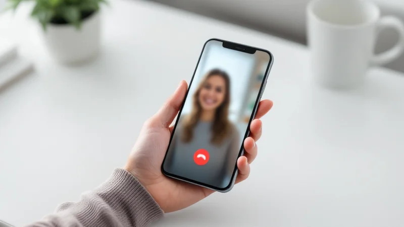 スマートフォンを持つ手と、白いテーブルの上に置かれたノートとペン、オンライン診療を連想させるシンプルな構図