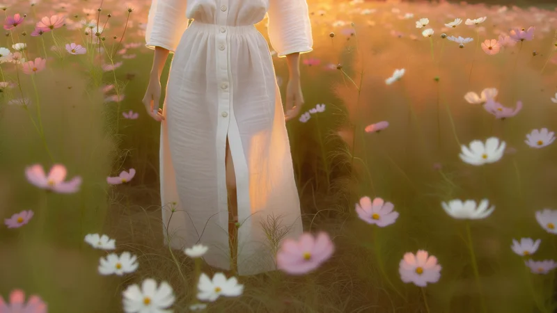 健康的な女性のシルエットと花のイメージ。膣の自浄作用・フェムケアのイメージ