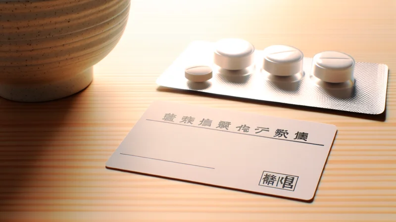 木目のデスクに並んだ健康保険証とピルシート。低用量ピルの費用・保険適用をイメージした静物写真