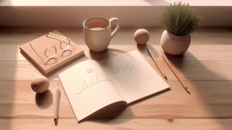 カレンダーと花が置かれたデスクの上。更年期・閉経のイメージ