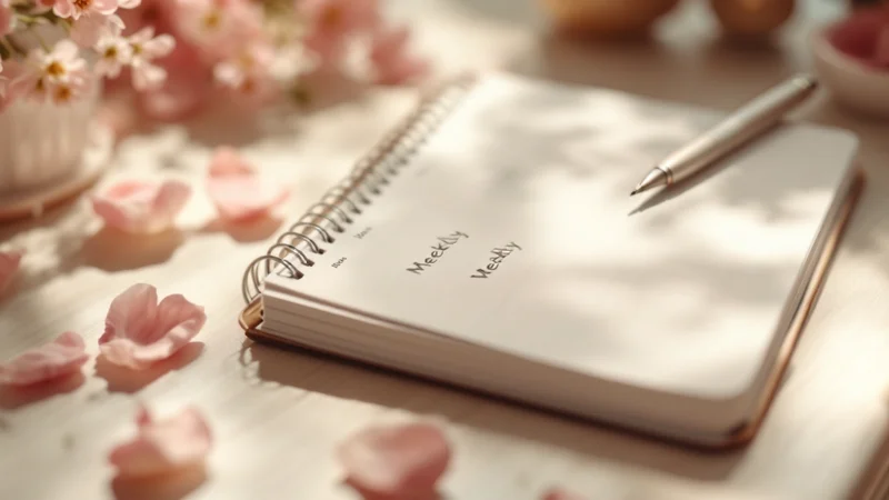 カレンダーと小さなピルシートが白いデスクに並んでいる、シンプルで清潔感のある構図