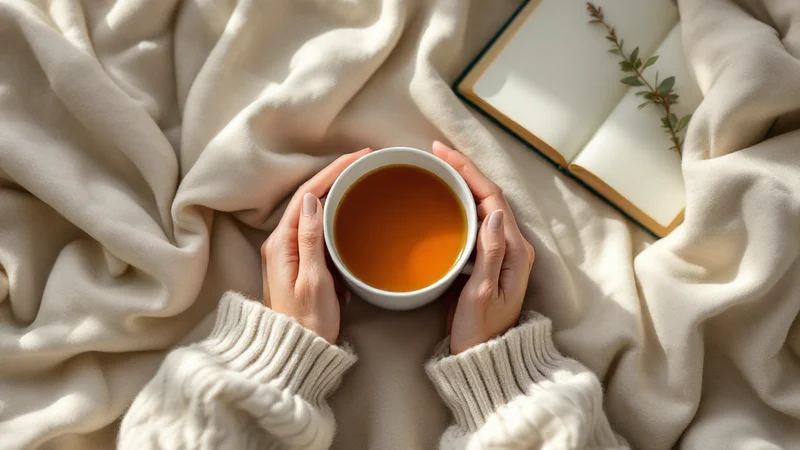 白いノートとペン、カモミールの花が置かれた穏やかなデスク、記録や相談を連想させる落ち着いた雰囲気