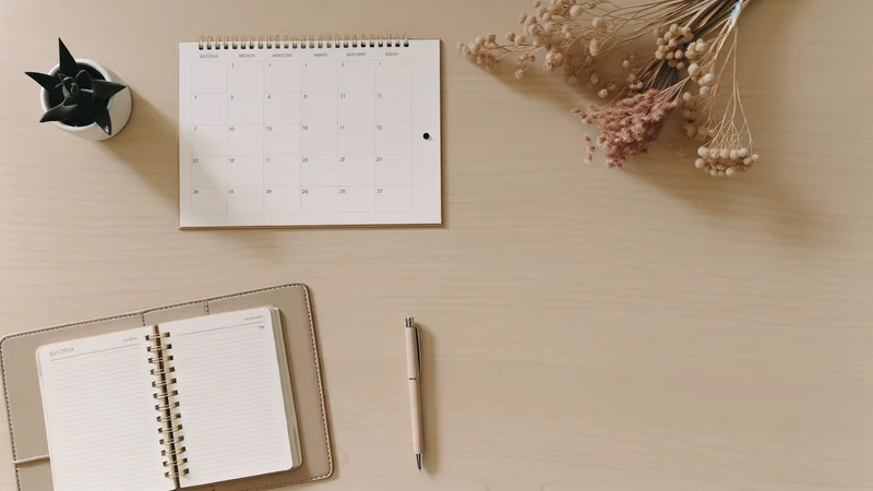 妊娠週数を示すカレンダーと手帳。妊娠初期のスケジュール管理イメージ
