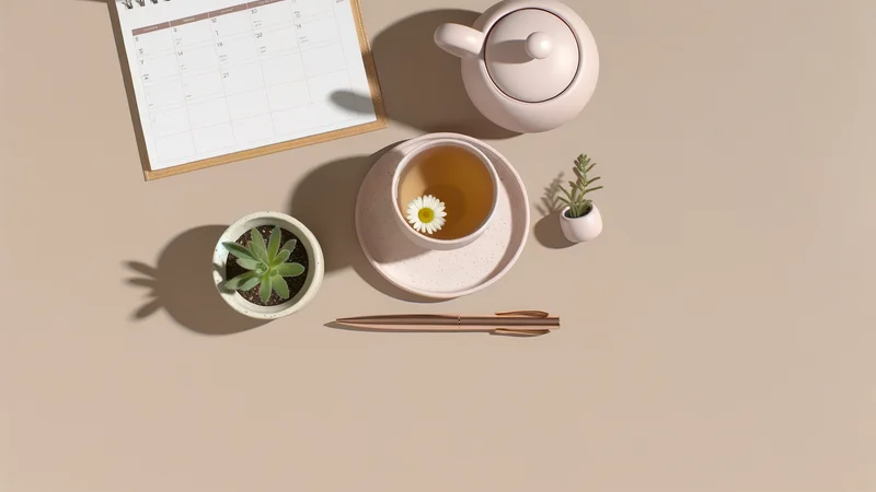 カレンダーと温かいお茶。生理周期と体調管理のイメージ