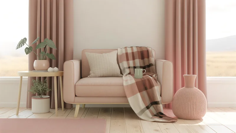 ソファでリラックスしながらお腹を温める女性のイメージ