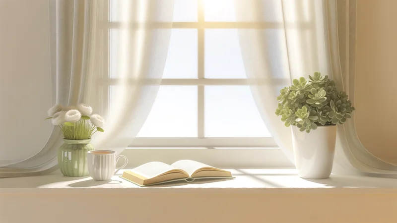 窓の外を見つめながら穏やかに過ごす女性。更年期を前向きに乗り越えるイメージ