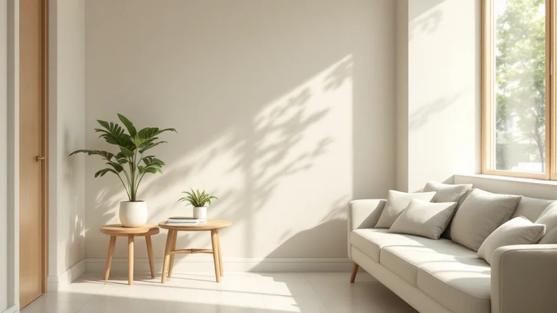 清潔感のあるクリニックの待合室で、観葉植物と落ち着いた色のソファが並ぶ穏やかな空間
