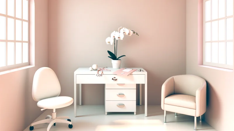 婦人科の診察室で医師と向き合う女性。アフターピルの処方相談イメージ